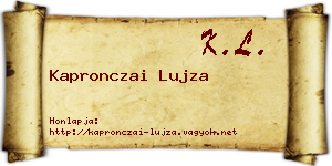Kapronczai Lujza névjegykártya